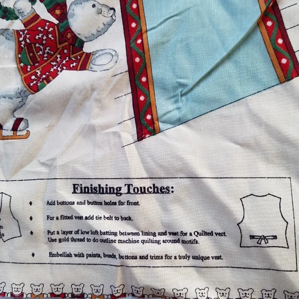 Concord Vest Kit “Holiday On Ice” Cut and Sew Panel Vintage XL, L, M, S Pattern